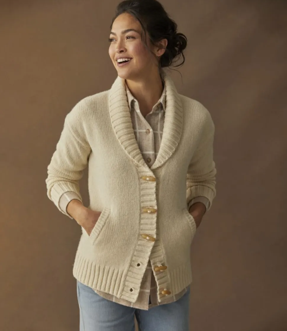 Shop L.L.Bean "Women's Bean's Classic Ragg Wool Sweater, Cardigan" Undyed