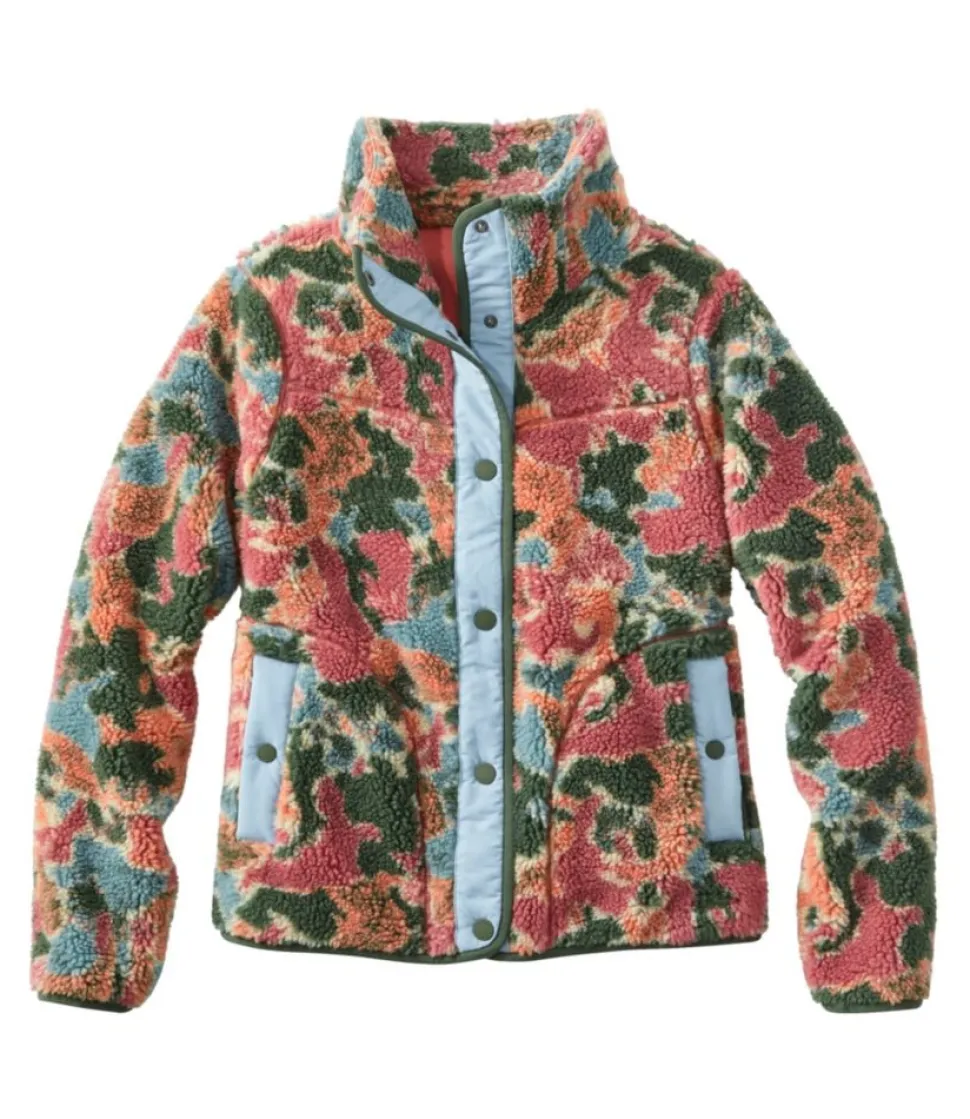 Clearance L.L.Bean "Women's Bean's Sherpa Fleece Jacket, Print" SiennaBrickCamo