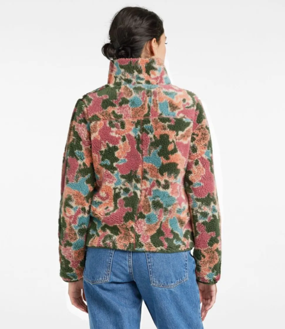 Clearance L.L.Bean "Women's Bean's Sherpa Fleece Jacket, Print" SiennaBrickCamo