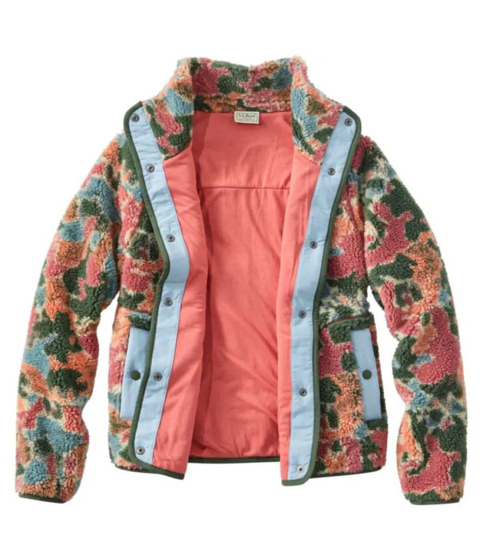 Clearance L.L.Bean "Women's Bean's Sherpa Fleece Jacket, Print" SiennaBrickCamo