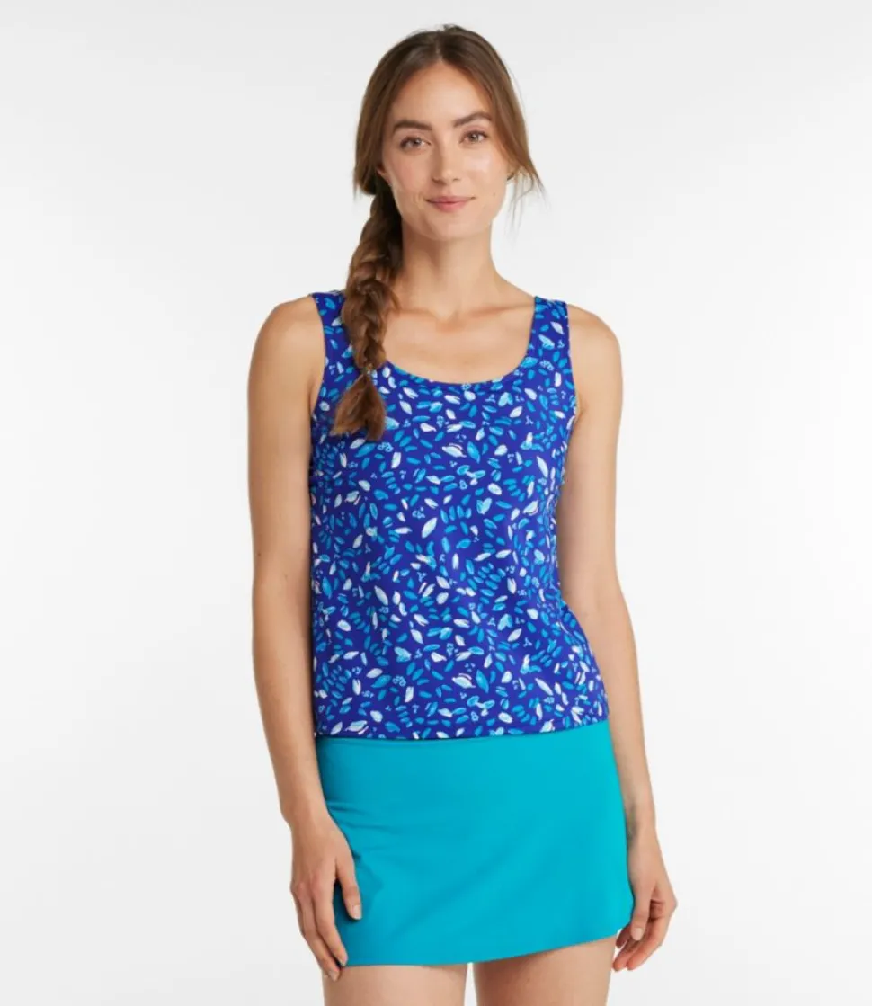 Cheap L.L.Bean "Women's BeanSport Swimwear, Scoopneck Tankini Top Print" CobaltPetalMulti