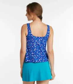 Cheap L.L.Bean "Women's BeanSport Swimwear, Scoopneck Tankini Top Print" CobaltPetalMulti