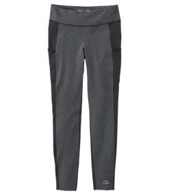 Cheap L.L.Bean "Women's Boundless Performance Pocket Tights, Mid-Rise Colorblock" CharcoalHeather/ClassicBlack