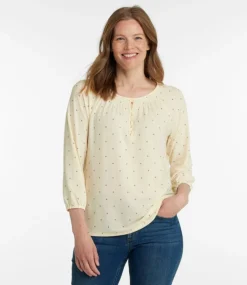 Best Sale L.L.Bean "Women's Camden Hills Tee, Three-Quarter-Sleeve Print"