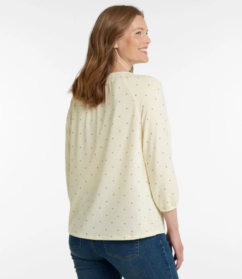 Best Sale L.L.Bean "Women's Camden Hills Tee, Three-Quarter-Sleeve Print"