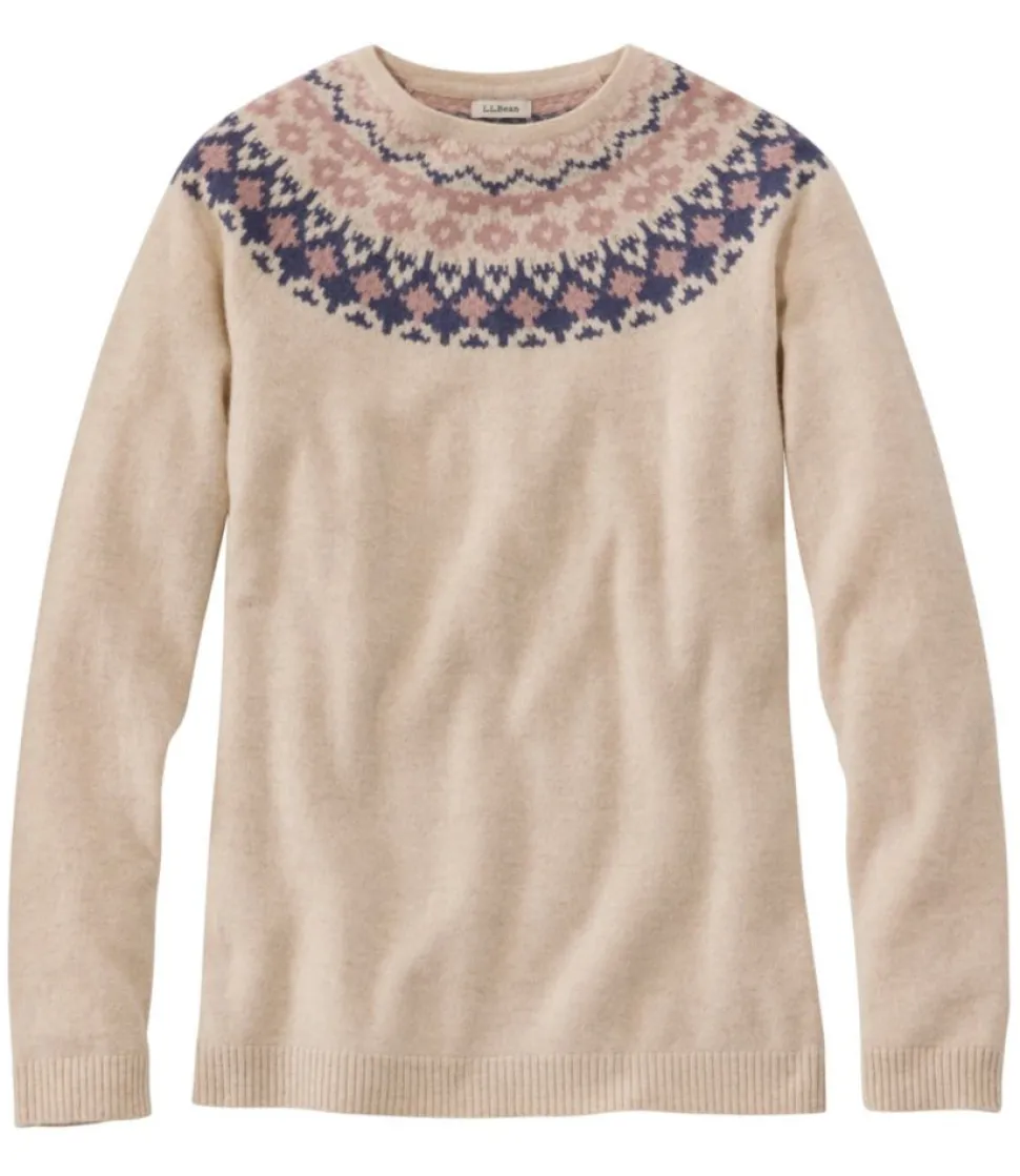 Store L.L.Bean "Women's Classic Cashmere Sweater, Crewneck Fair Isle" OatmealFairIsle