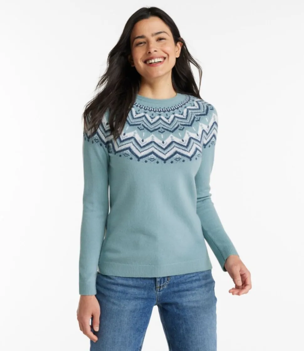 Store L.L.Bean "Women's Classic Cashmere Sweater, Crewneck Fair Isle" OatmealFairIsle