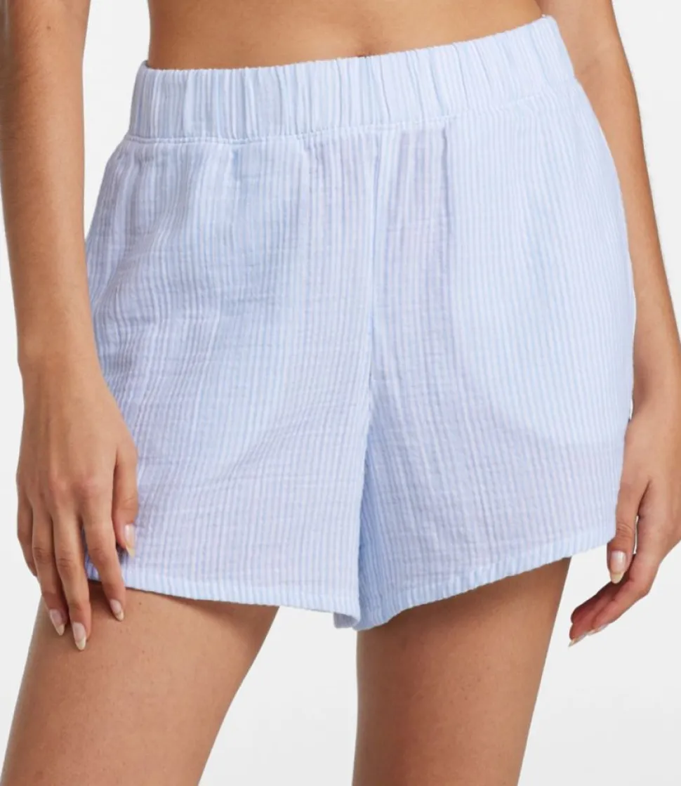 Sale L.L.Bean "Women's Cloud Gauze Cover-Up Shorts, Stripe" LakeMicroStripe