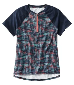 Sale L.L.Bean "Women's Comfort Cycling Jersey Print Short-Sleeve" ClassicNavyGeoPrint/ClassicNavy