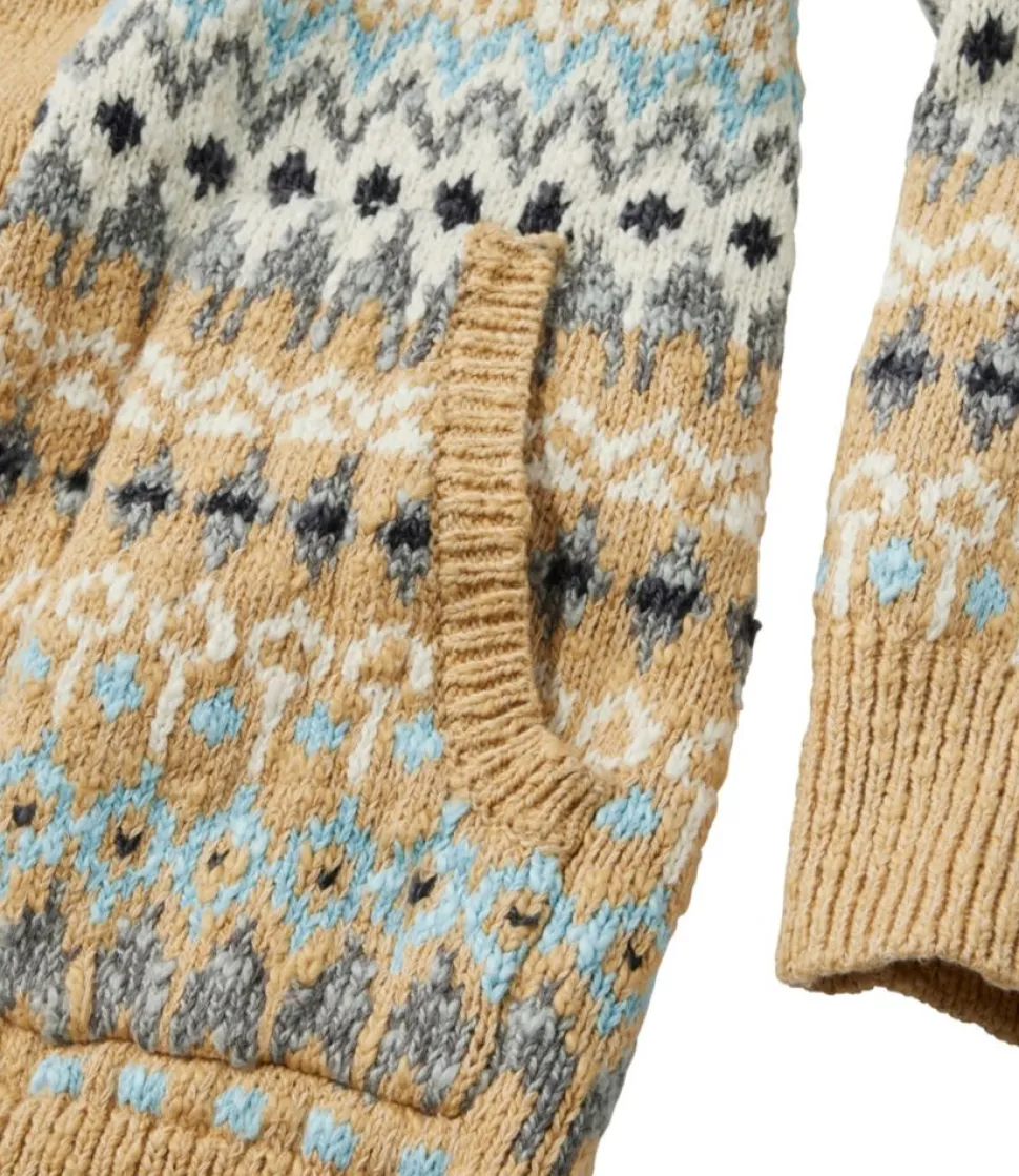 Hot L.L.Bean "Women's Cotton Ragg Sweater, Open Cardigan Fair Isle" KatahdinKhakiFairIsle