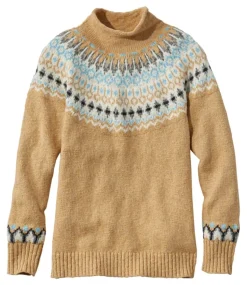 New L.L.Bean "Women's Cotton Ragg Sweater, Funnelneck Pullover Fair Isle"