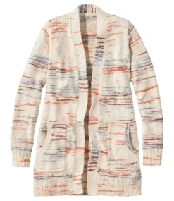 Flash Sale L.L.Bean "Women's Cotton Ragg Sweater, Open Cardigan Space-Dye" MultiSpaceDye