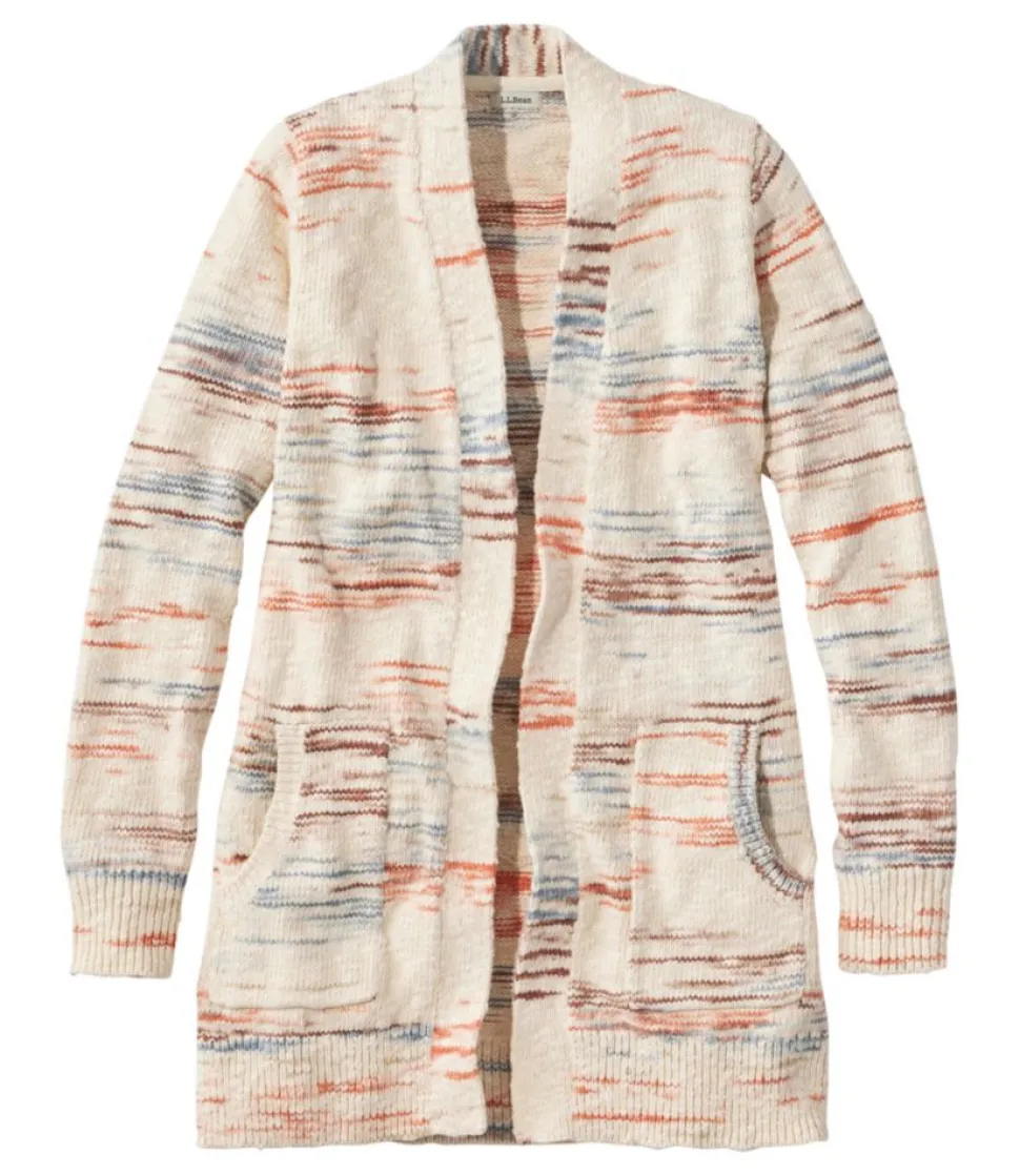 Flash Sale L.L.Bean "Women's Cotton Ragg Sweater, Open Cardigan Space-Dye" MultiSpaceDye