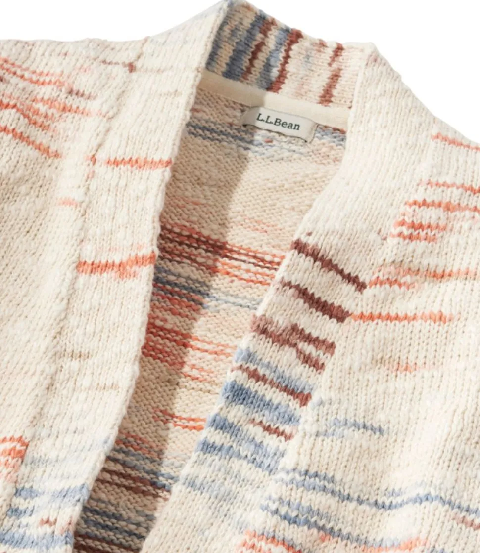 Flash Sale L.L.Bean "Women's Cotton Ragg Sweater, Open Cardigan Space-Dye" MultiSpaceDye