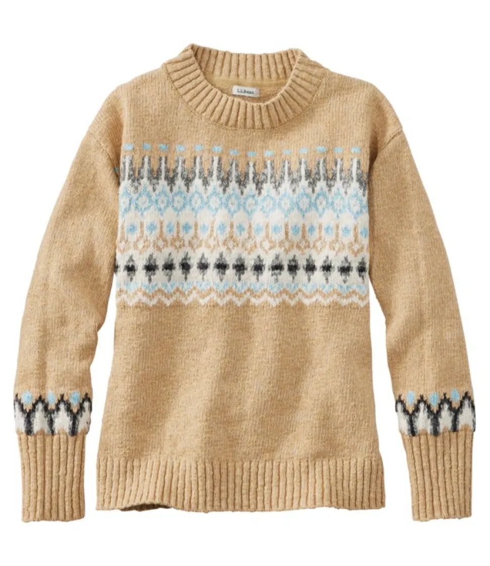 Hot L.L.Bean "Women's Cotton Ragg Sweater, Crewneck Fair Isle"