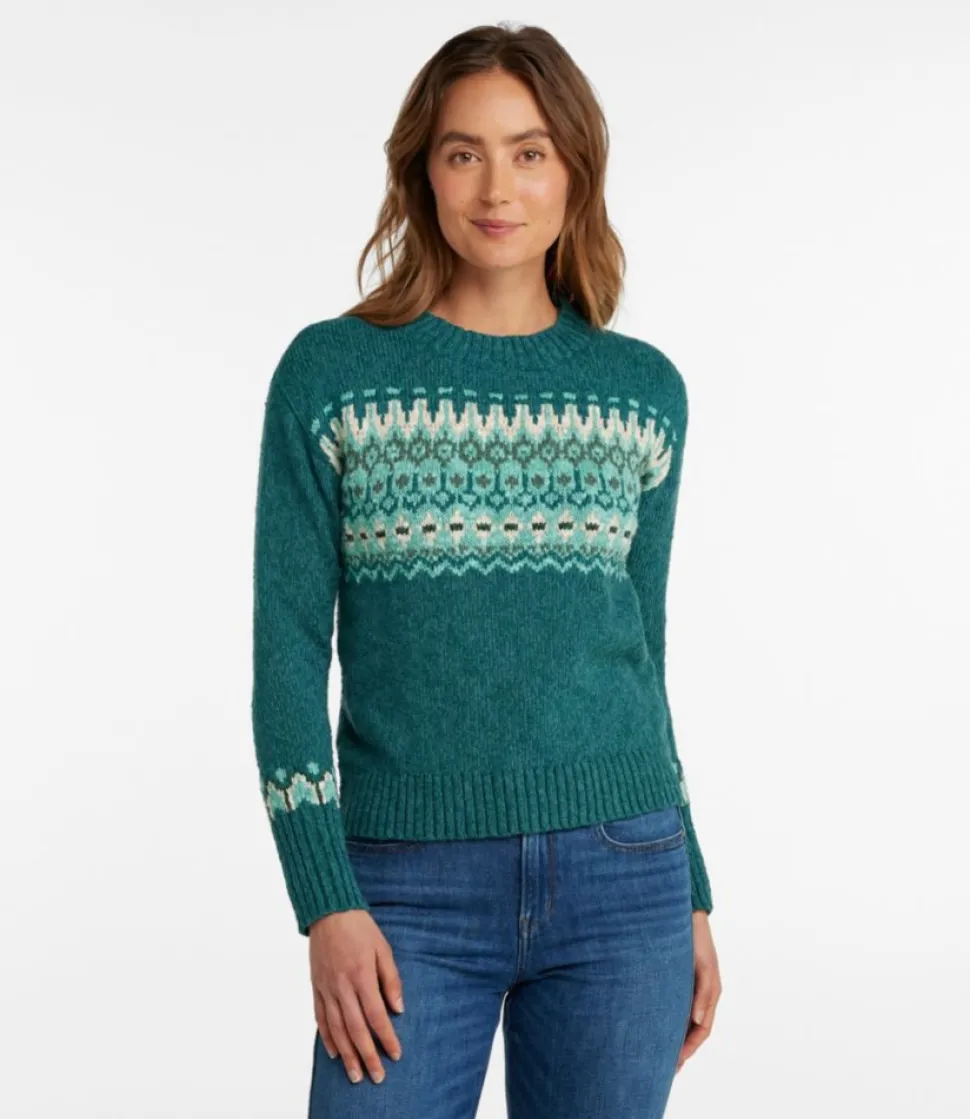 Hot L.L.Bean "Women's Cotton Ragg Sweater, Crewneck Fair Isle"