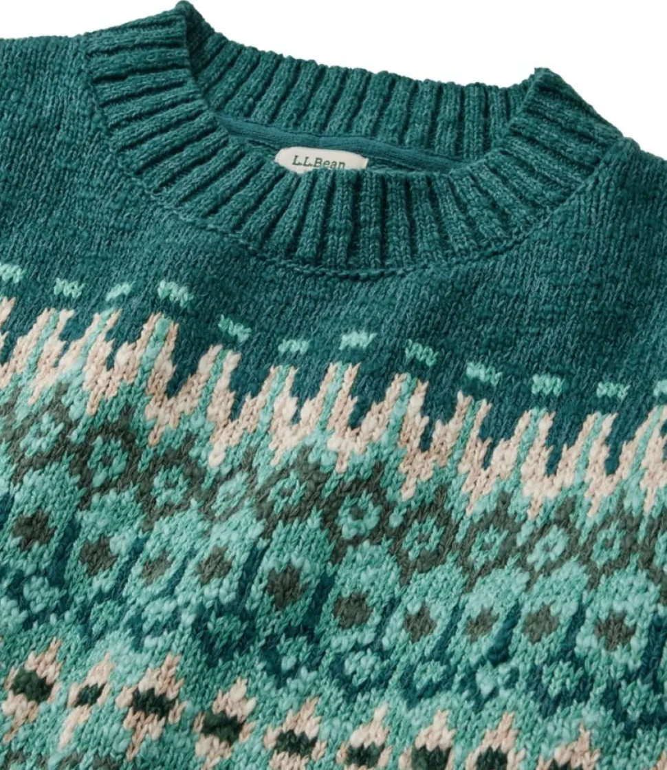 Hot L.L.Bean "Women's Cotton Ragg Sweater, Crewneck Fair Isle"