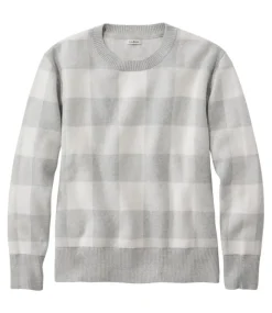 Cheap L.L.Bean "Women's Cotton/Cashmere Sweater, Crewneck Jacquard" GrayHeatherBuffalo