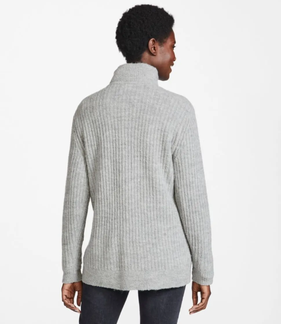 Fashion L.L.Bean "Women's Cozy Cloud Sweater, Quarter-Zip" GrayHeather