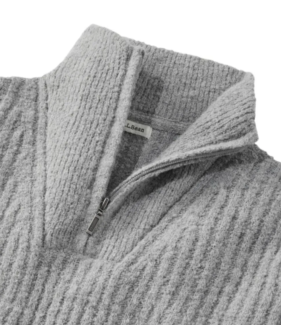 Fashion L.L.Bean "Women's Cozy Cloud Sweater, Quarter-Zip" GrayHeather