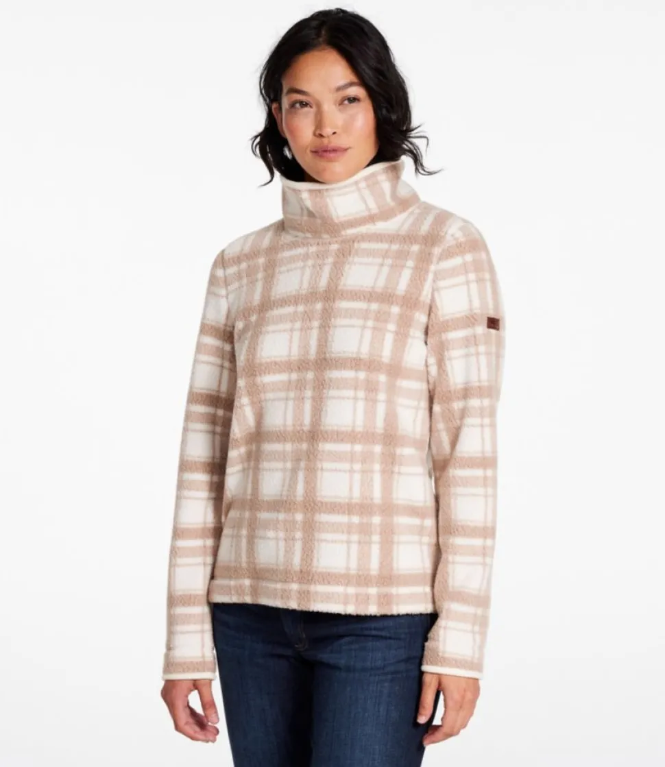 Store L.L.Bean "Women's Cozy Cottage Fleece, Funnelneck Pullover Print" CreamPlaid