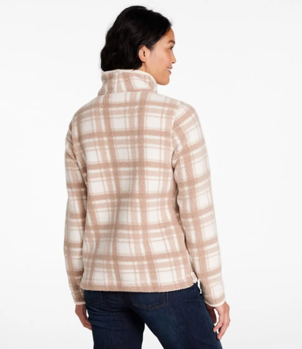 Store L.L.Bean "Women's Cozy Cottage Fleece, Funnelneck Pullover Print" CreamPlaid