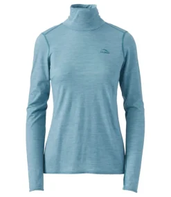 Best Sale L.L.Bean "Women's Cresta Ultralight 150 Turtleneck, Stripe" OceanWaves/StormTeal
