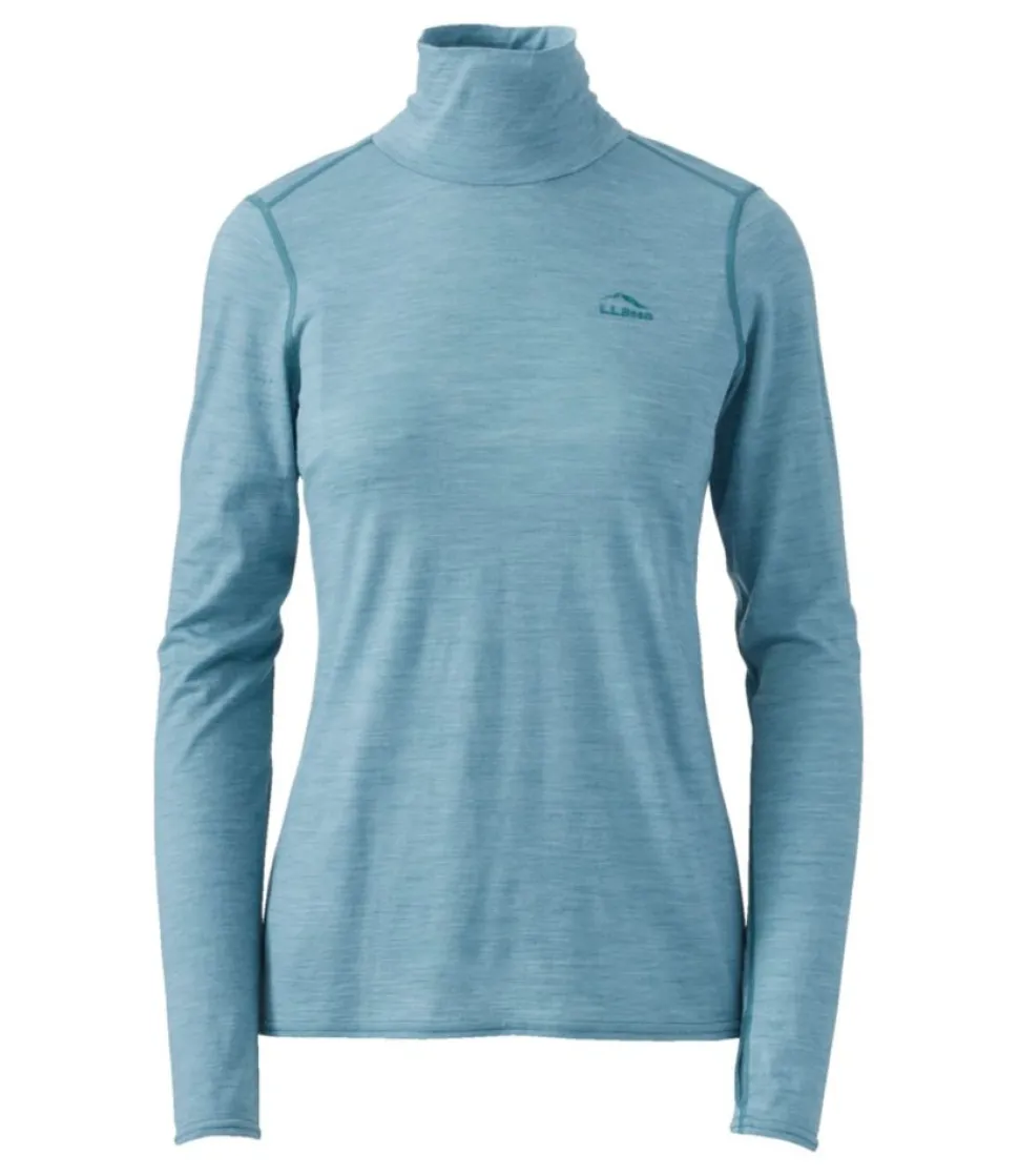 Best Sale L.L.Bean "Women's Cresta Ultralight 150 Turtleneck, Stripe" OceanWaves/StormTeal