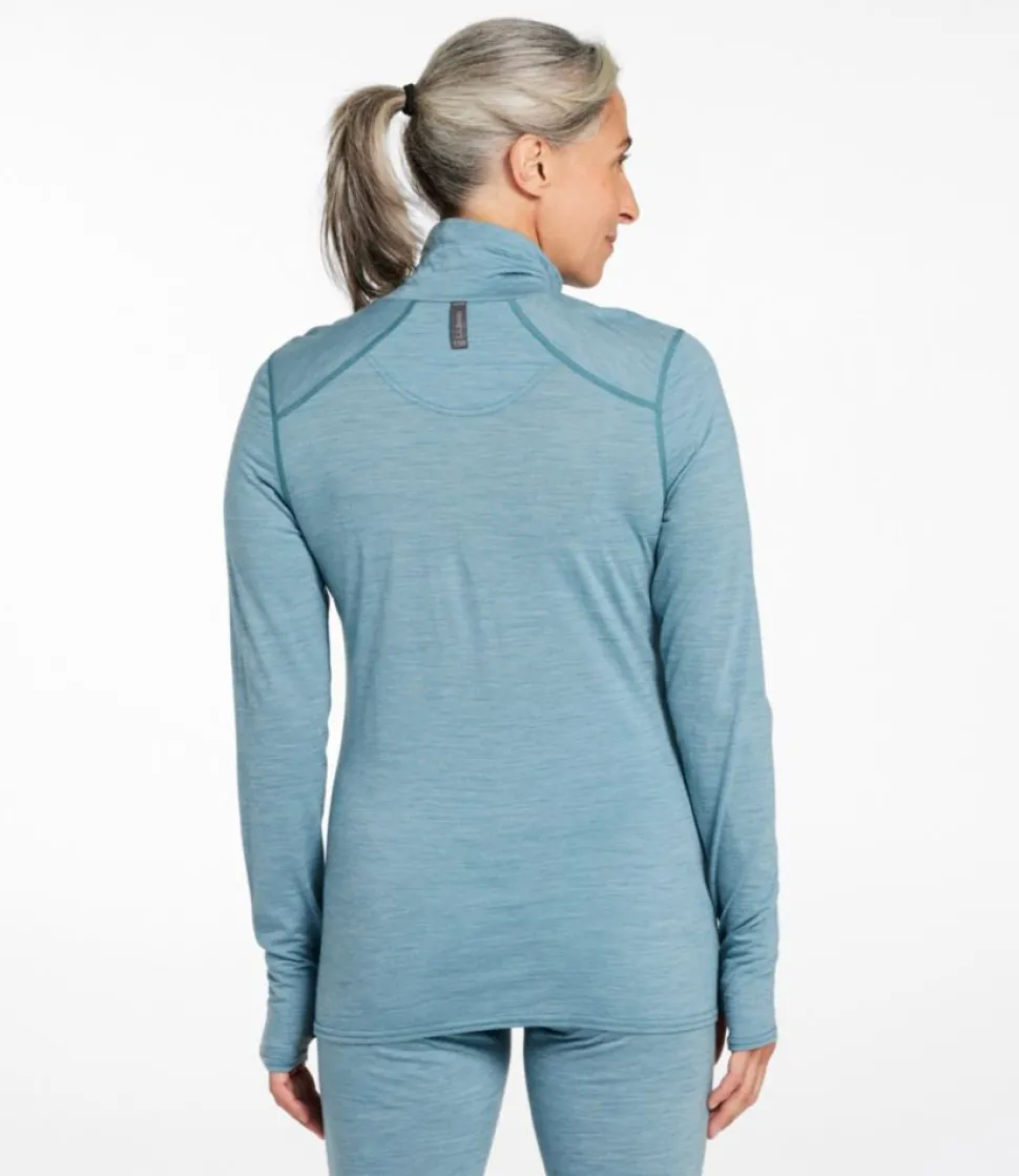 Best Sale L.L.Bean "Women's Cresta Ultralight 150 Turtleneck, Stripe" OceanWaves/StormTeal