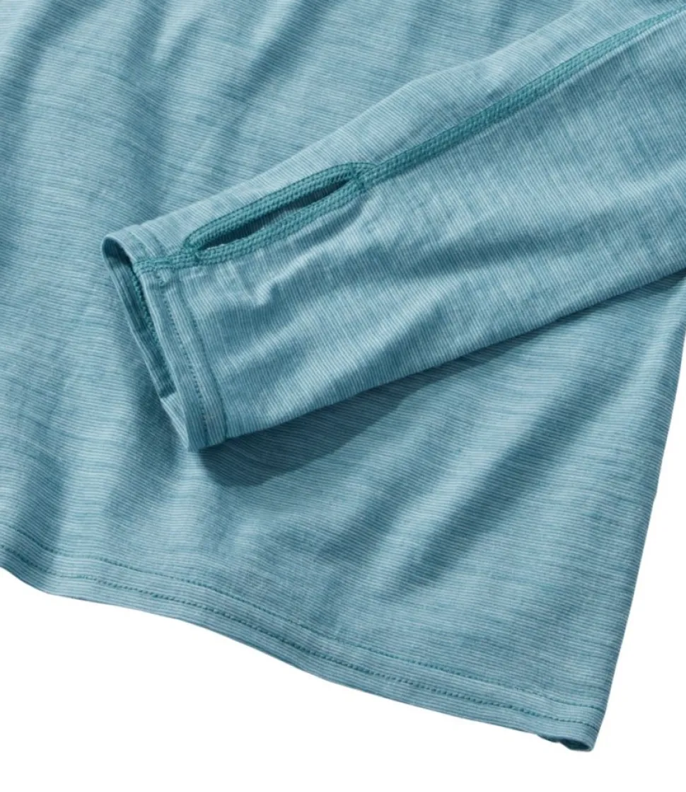 Best Sale L.L.Bean "Women's Cresta Ultralight 150 Turtleneck, Stripe" OceanWaves/StormTeal