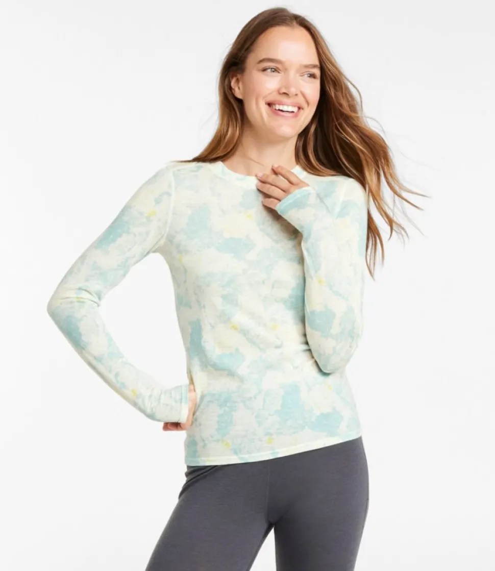 Online L.L.Bean "Women's Cresta Utralight 150 Crew Top, Print" SeaSaltCamo