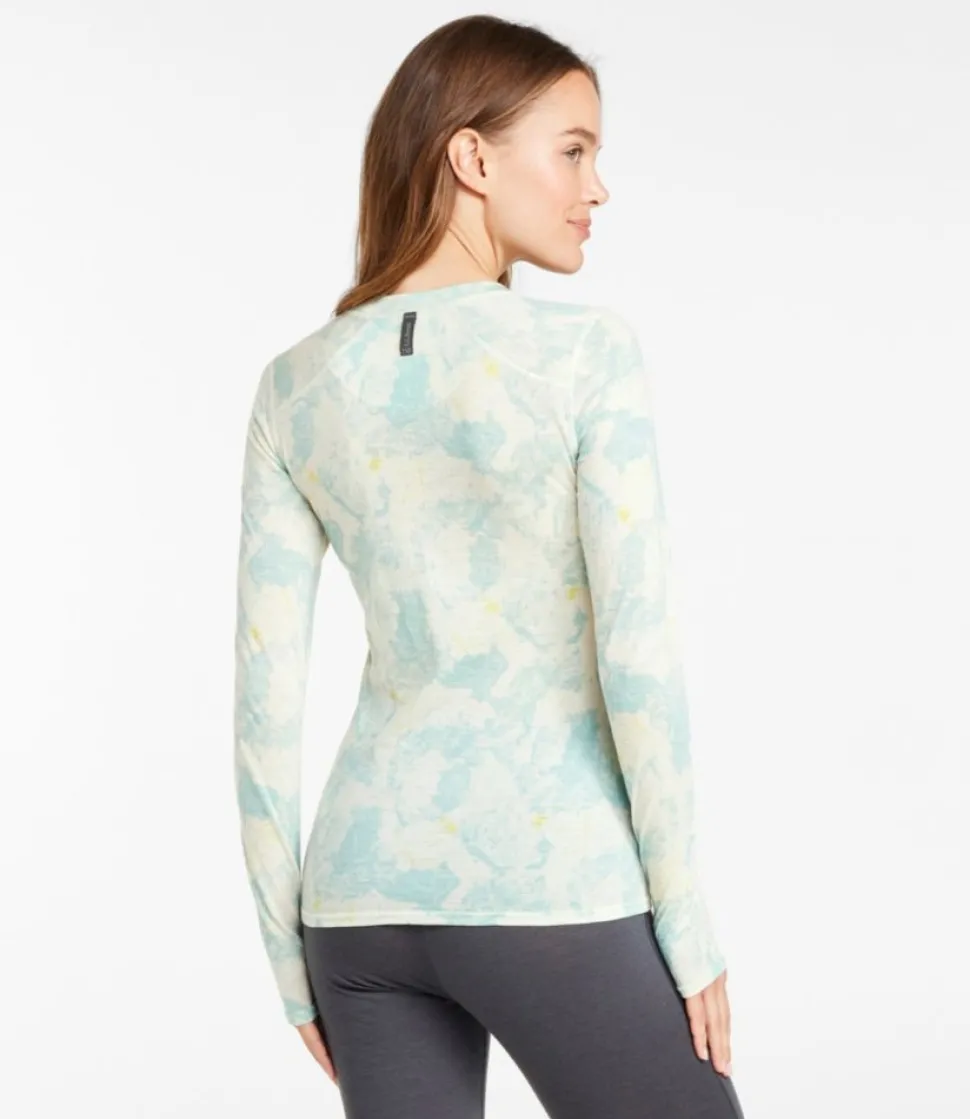 Online L.L.Bean "Women's Cresta Utralight 150 Crew Top, Print" SeaSaltCamo