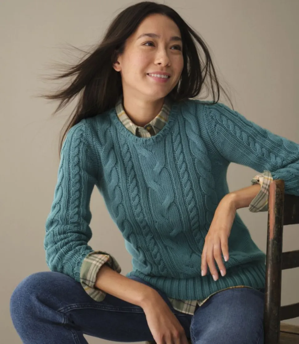 Shop L.L.Bean "Women's Double L® Cable Sweater, Crewneck"