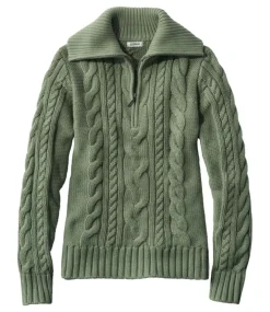 Best Sale L.L.Bean "Women's Double L® Cable Sweater, Quarter-Zip"