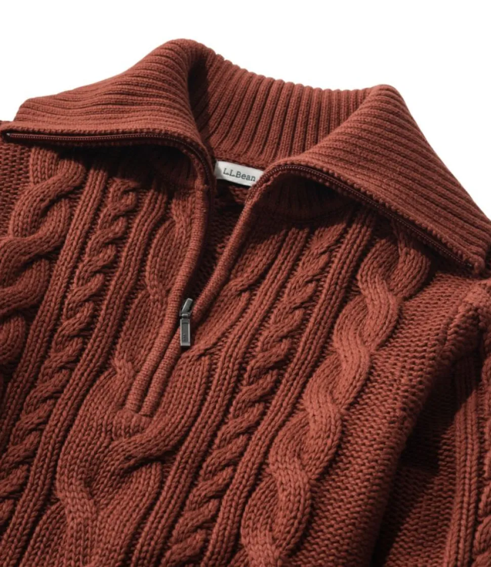 Best Sale L.L.Bean "Women's Double L® Cable Sweater, Quarter-Zip"