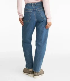 Best Sale L.L.Bean "Women's Double L® Jeans, Ultra High-Rise Comfort Waist Tapered Leg Flannel-Lined" DarkIndigoPlaid