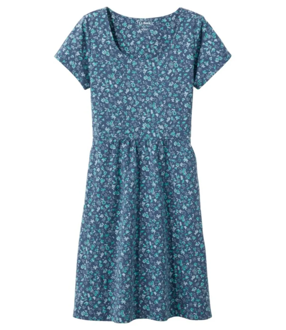 Best Sale L.L.Bean "Women's Easy Cotton Fit-and-Flare Dress, Pattern"