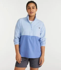 Outlet L.L.Bean "Women's Everyday SunSmart® Woven Shirt, Quarter-Zip Pullover Colorblock"