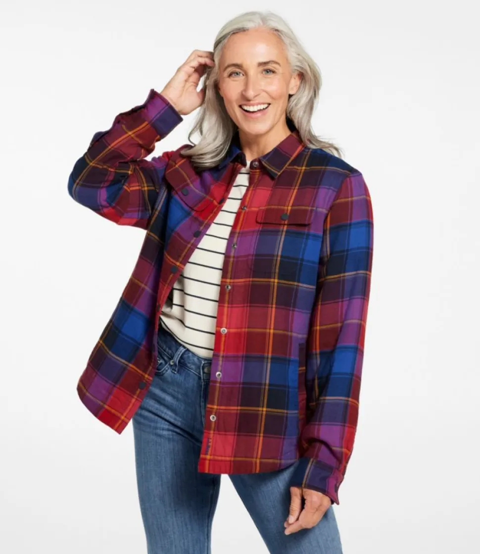 Online L.L.Bean "Women's Fleece-Lined Flannel Shirt, Snap-Front Plaid"