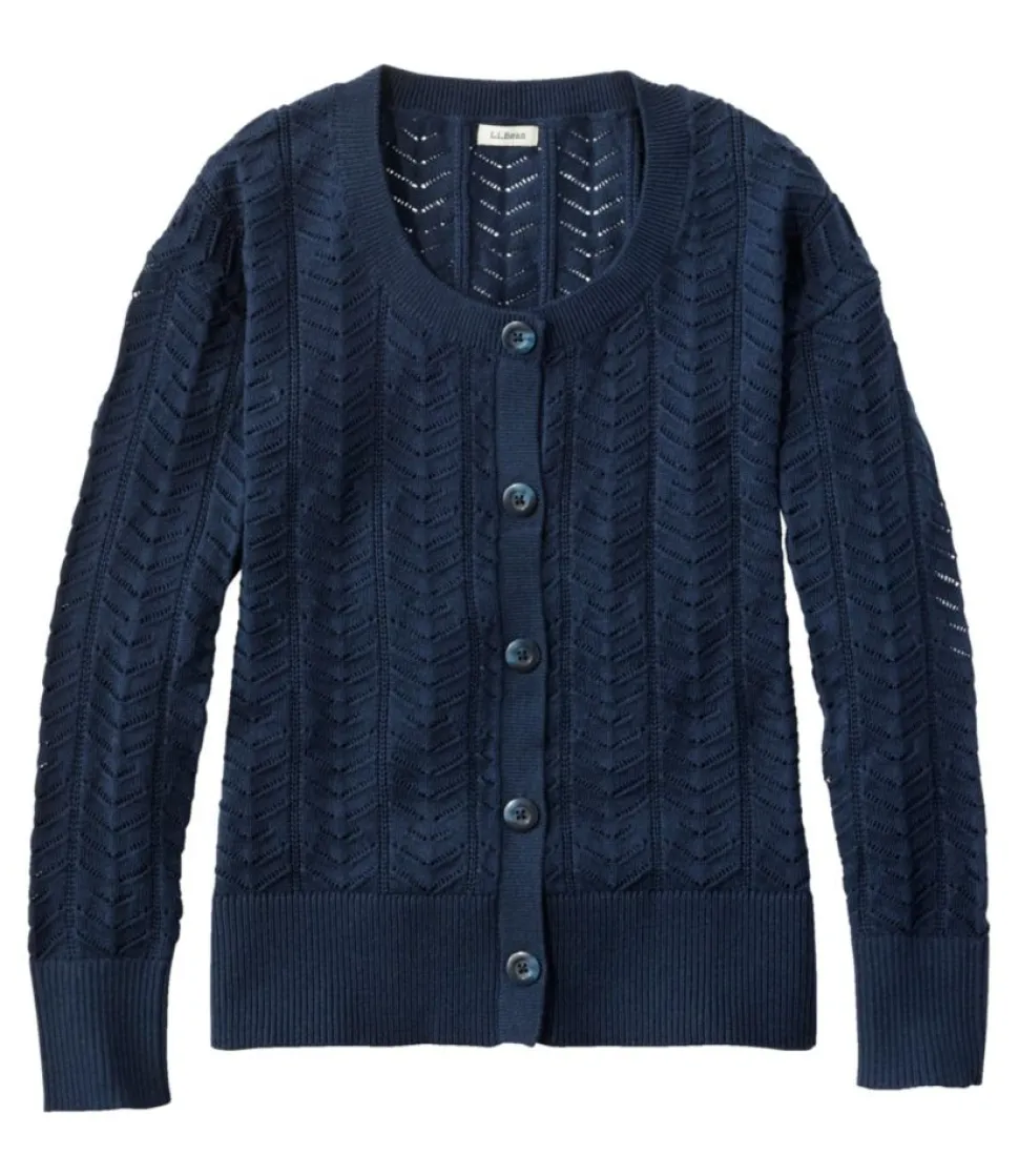 New L.L.Bean "Women's Frye Island Pointelle Sweater, Cardigan"