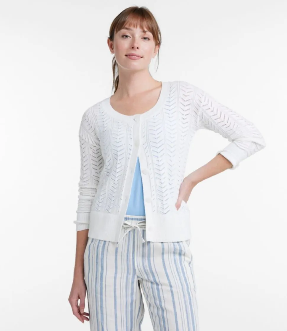 New L.L.Bean "Women's Frye Island Pointelle Sweater, Cardigan"