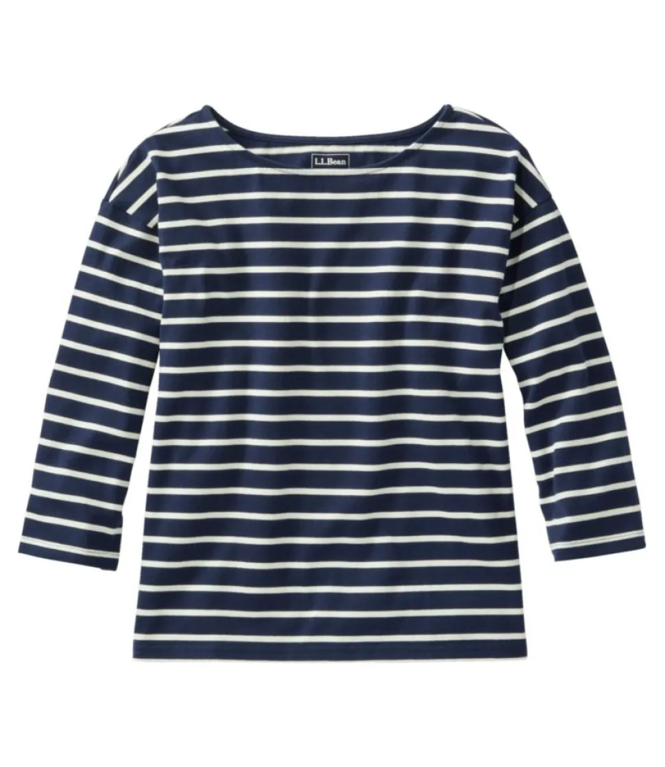 Best L.L.Bean "Women's Heritage Mariner Top, Boatneck Three-Quarter-Sleeve Stripe" ClassicNavy/Sailcloth