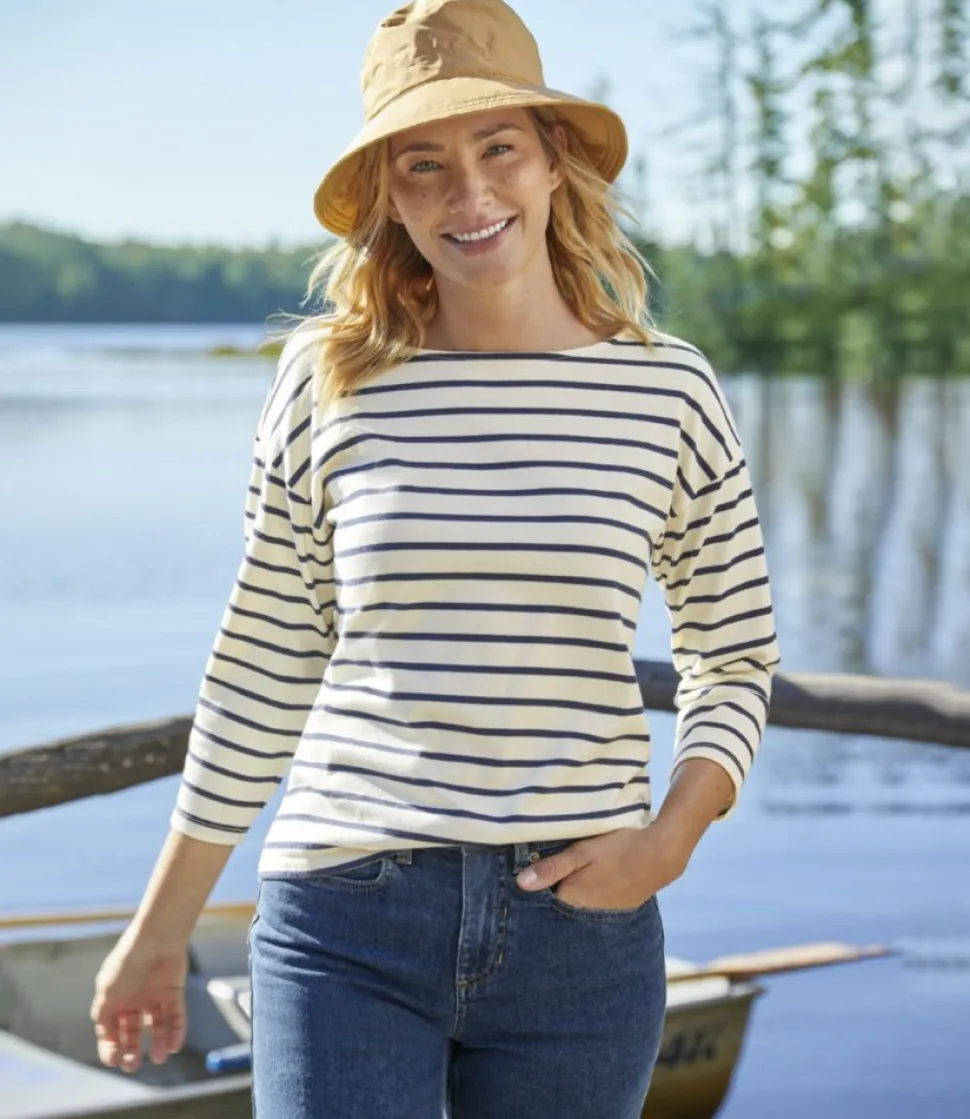 Best L.L.Bean "Women's Heritage Mariner Top, Boatneck Three-Quarter-Sleeve Stripe" ClassicNavy/Sailcloth
