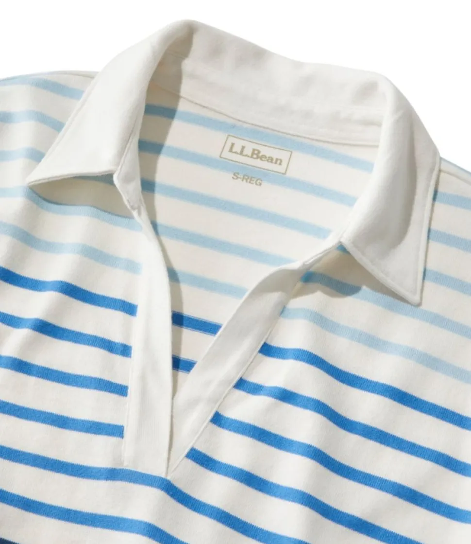 Cheap L.L.Bean "Women's Heritage Mariner Top, Splitneck Polo Three-Quarter-Sleeve Stripe"