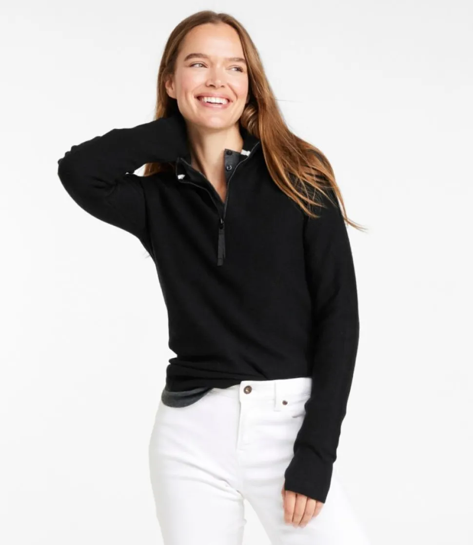 Shop L.L.Bean "Women's Honeycomb Merino Wool-Blend Sweater, Quarter-Zip"