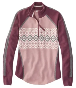 Flash Sale L.L.Bean "Women's Honeycomb Merino Wool-Blend Sweater, Quarter-Zip Colorblock"