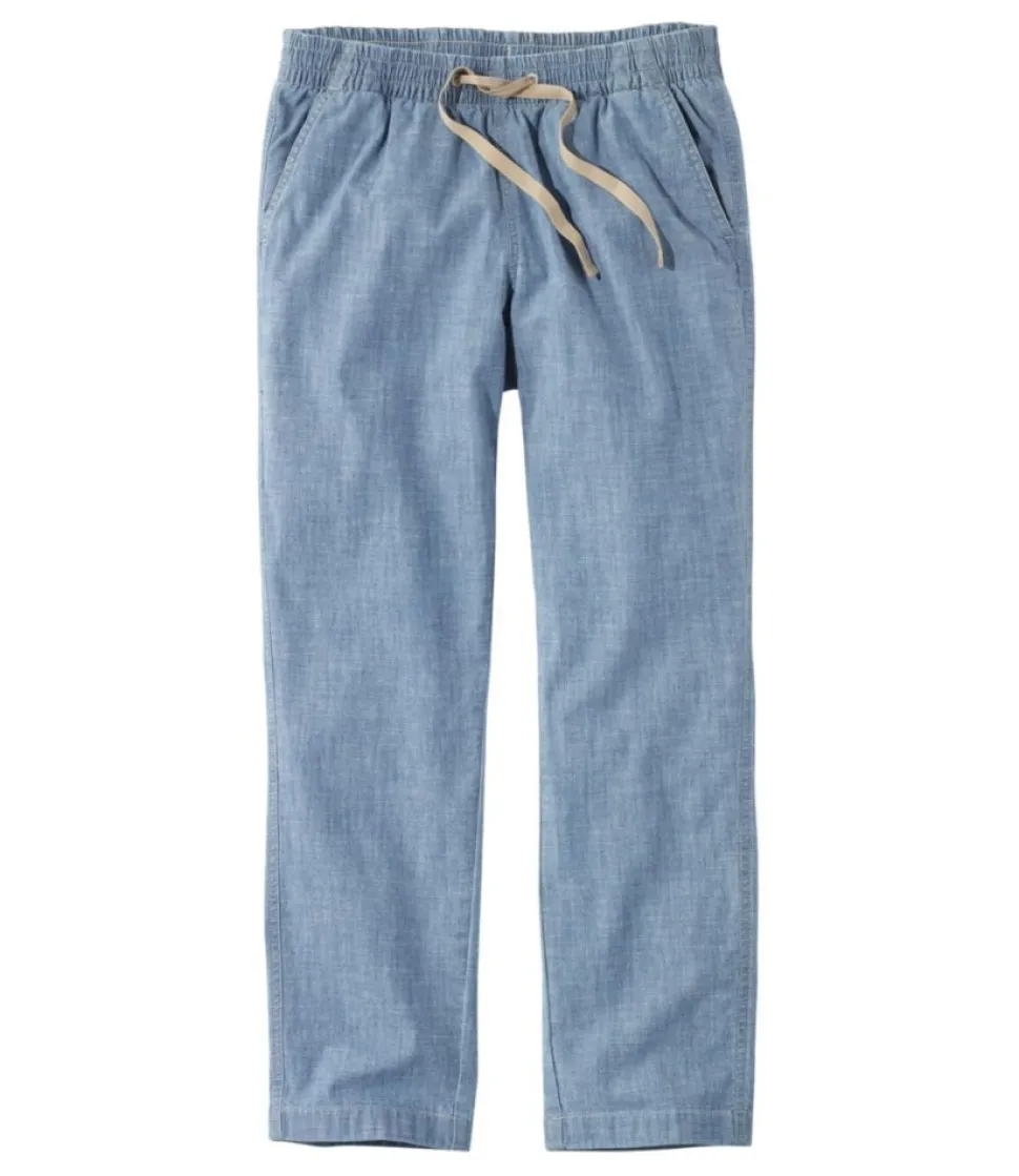 Clearance L.L.Bean "Women's Lakewashed Pull-On Chinos, Mid-Rise Chambray Ankle Pants"
