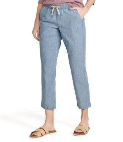 Clearance L.L.Bean "Women's Lakewashed Pull-On Chinos, Mid-Rise Chambray Ankle Pants"