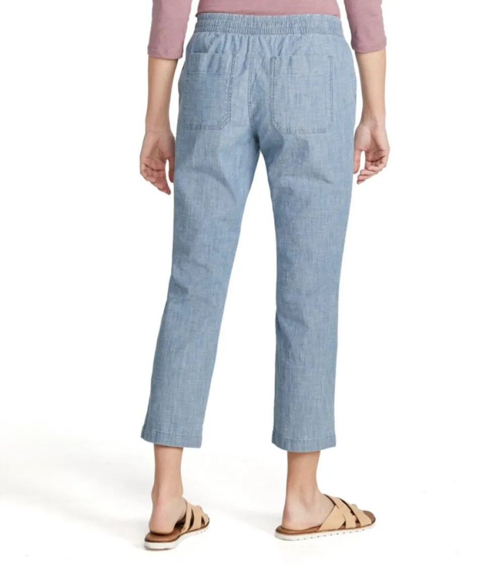 Clearance L.L.Bean "Women's Lakewashed Pull-On Chinos, Mid-Rise Chambray Ankle Pants"
