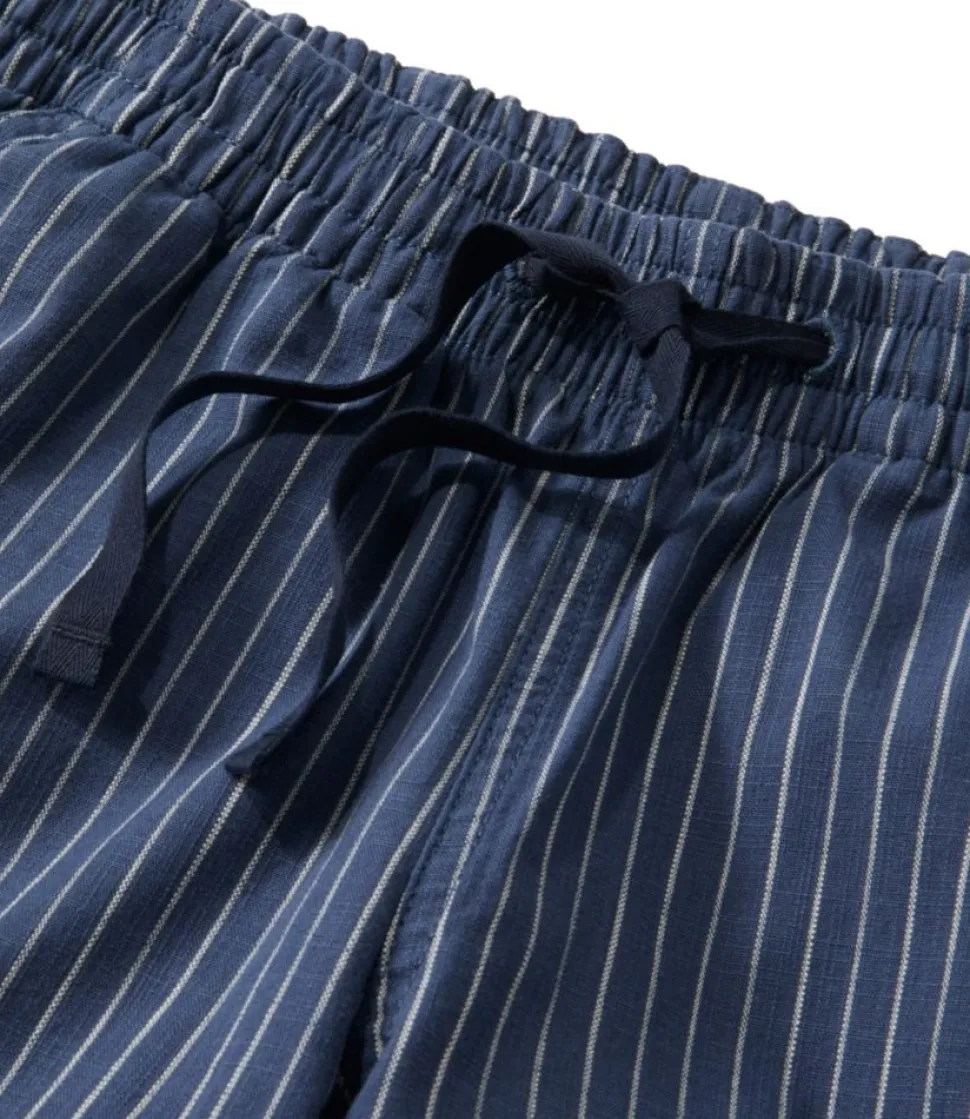 Sale L.L.Bean "Women's Lakewashed Pull-On Chinos, Mid-Rise Tapered-Leg Chambray Ankle Pants" DarkIndigoStripe